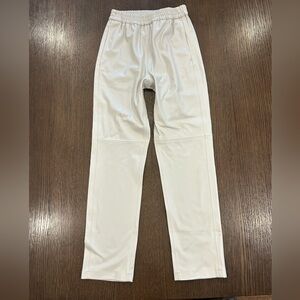 7 For All Mankind White Faux-Leather Elastic-Waist Trousers